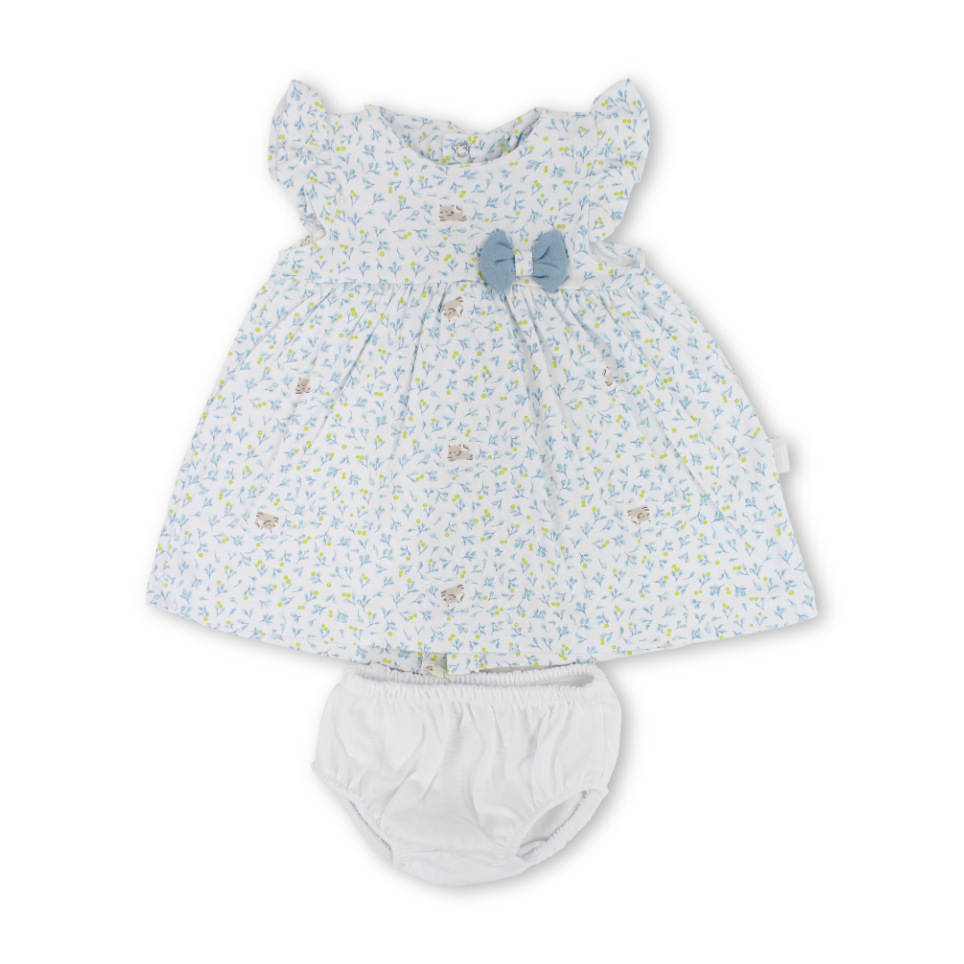 Baby Girls Cotton Dress – Bow Design - Clothing - Bumber
