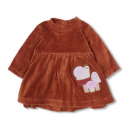 Baby Girls Velvet Dress – Mushroom & Snail Design