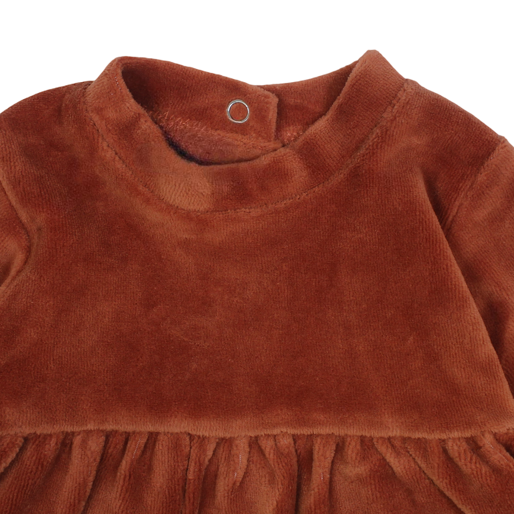 Baby Girls Velvet Dress – Mushroom & Snail Design