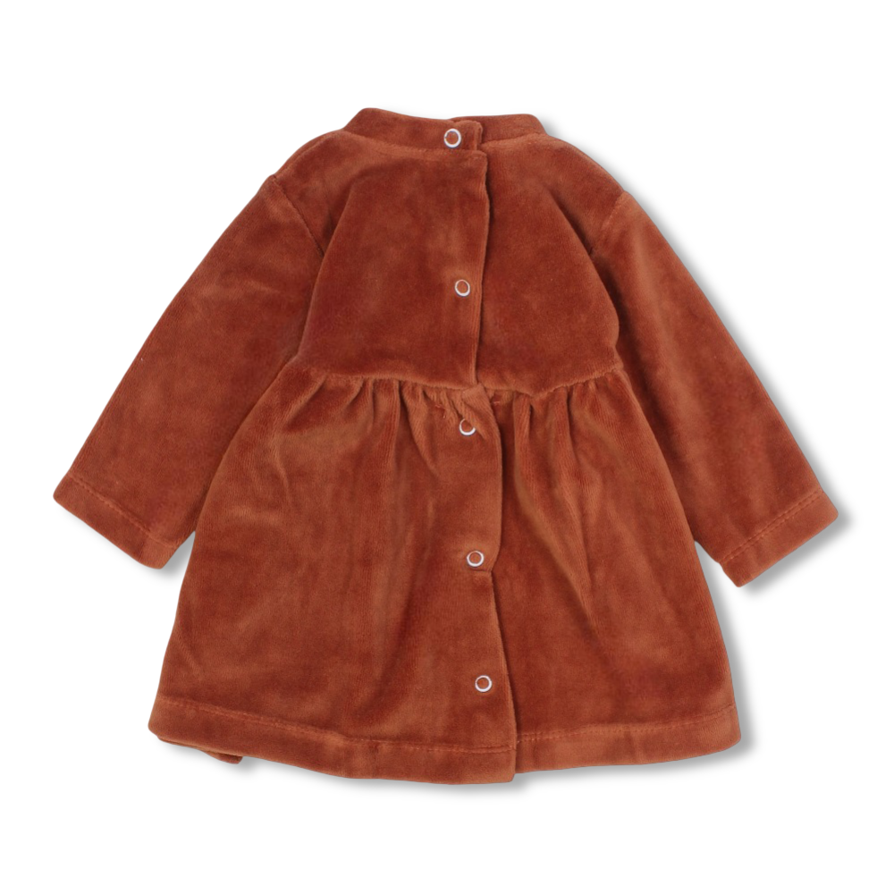 Baby Girls Velvet Dress – Mushroom & Snail Design