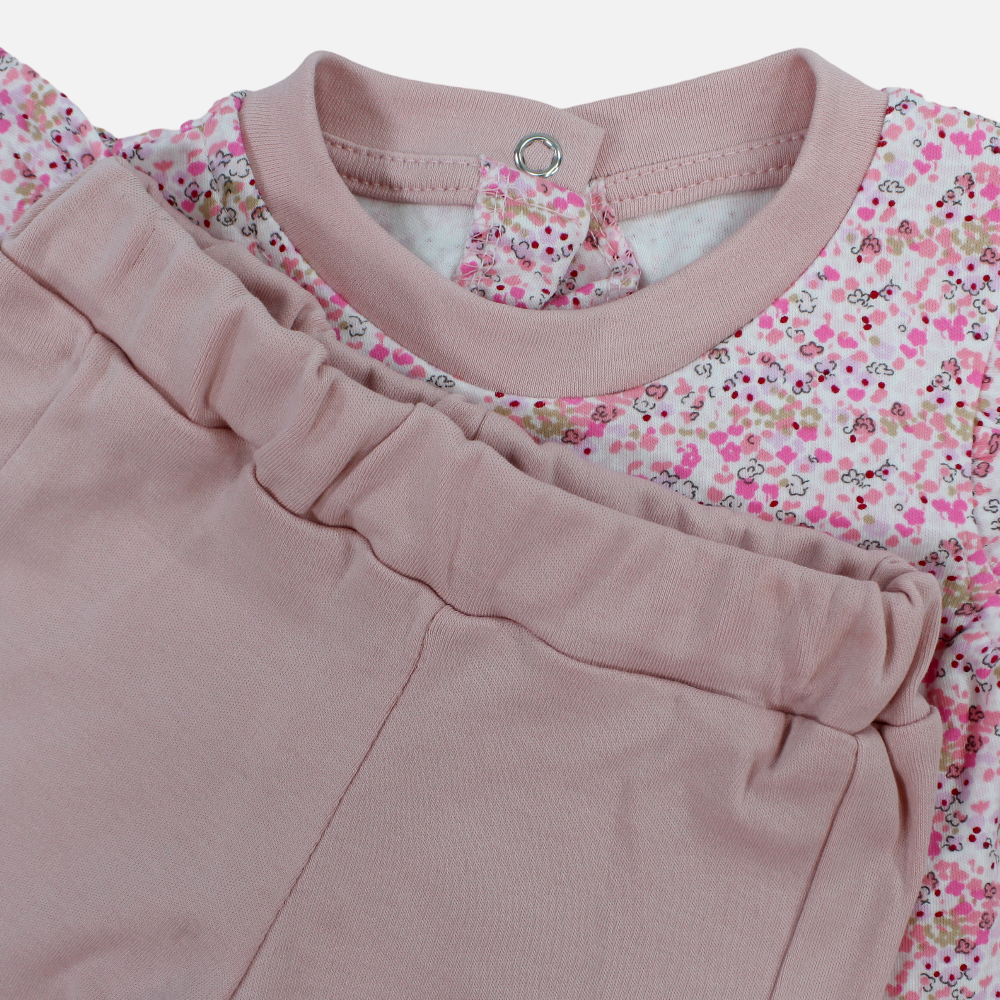 Baby Girls Cotton 2-Piece Outfit Set – Sleeveless with Floral Design