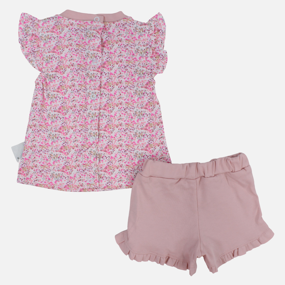Baby Girls Cotton 2-Piece Outfit Set – Sleeveless with Floral Design
