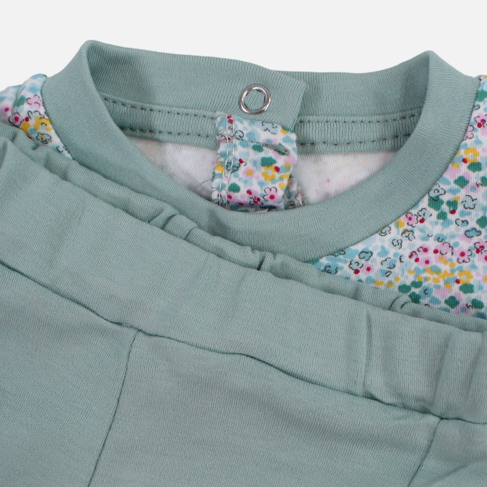 Baby Girls Cotton 2-Piece Outfit Set – Sleeveless with Floral Design