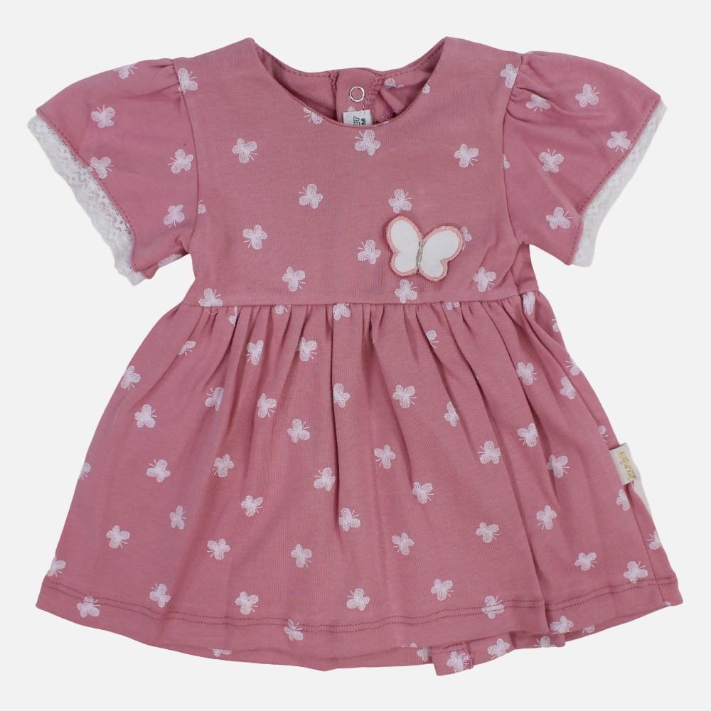 Baby Girls Cotton Dress – Butterfly Print