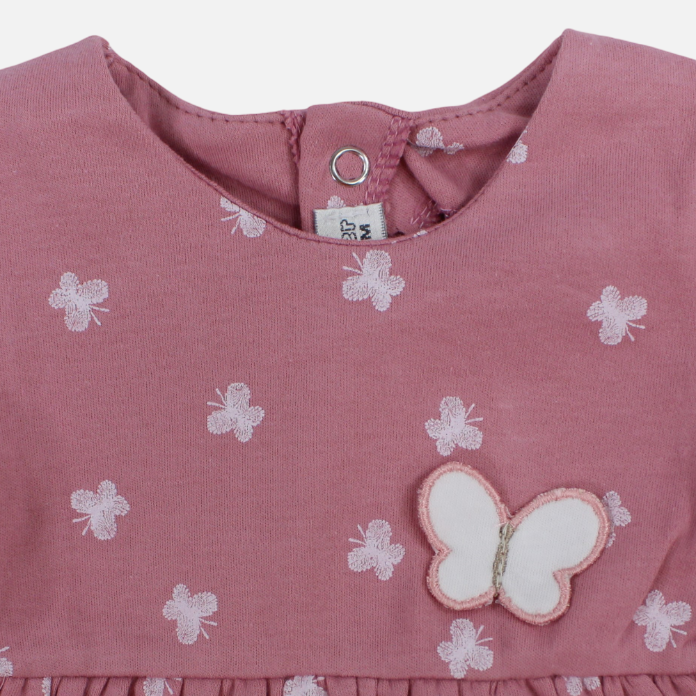 Baby Girls Cotton Dress – Butterfly Print