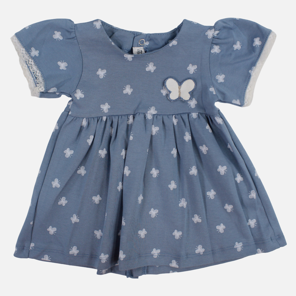 Baby Girls Cotton Dress – Butterfly Print – Short Sleeves