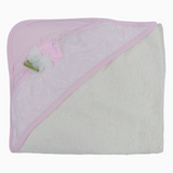 Baby Girls Cotton Hooded Towel – Lace Detail