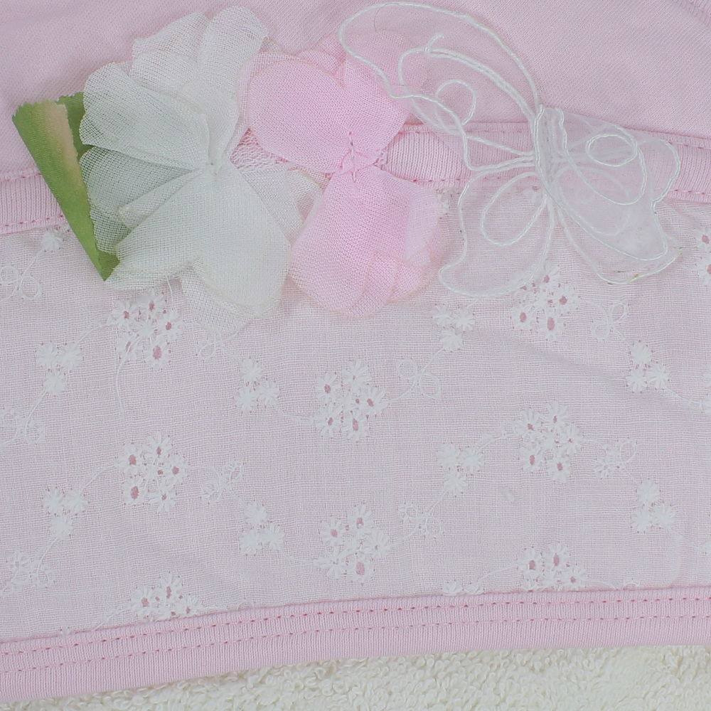 Baby Girls Cotton Hooded Towel – Lace Detail