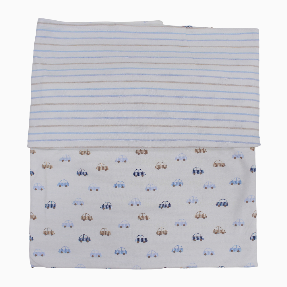 Baby Boys Cotton Blanket – White with Car Design