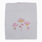 Baby Girls Cotton Blanket – Pink & White with Flower Design