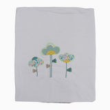 Baby Girls Cotton Blanket – White & Mint with Flower Design