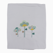 Baby Girls Cotton Blanket – White & Mint with Flower Design