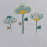 Baby Girls Cotton Blanket – White & Mint with Flower Design