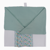 Baby Girls Cotton Blanket – White & Mint with Flower Design