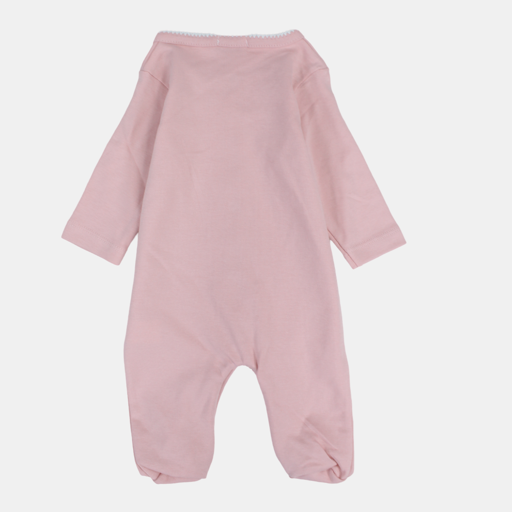 Baby Girls' Cotton Long-Sleeved Baby Footie - Stars Design