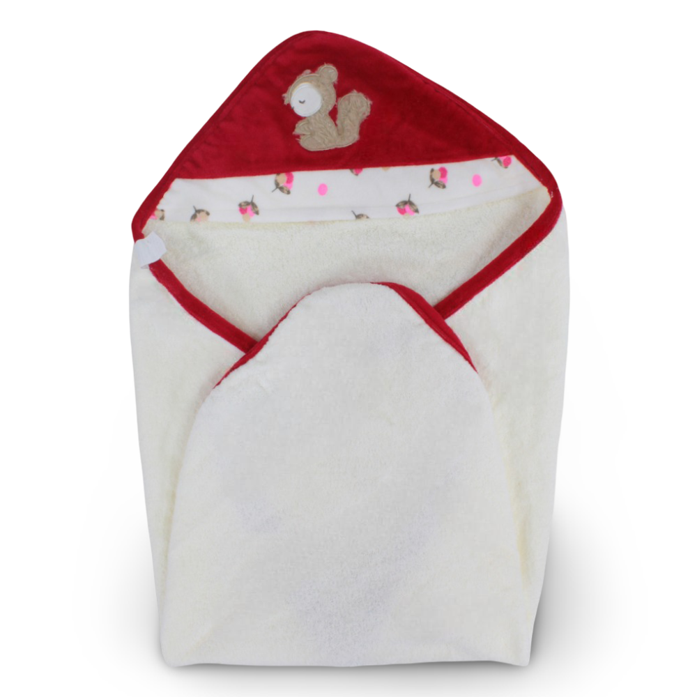 Baby Cotton Hooded Towel - Squirrel Design - Baby Essentials - Bumber