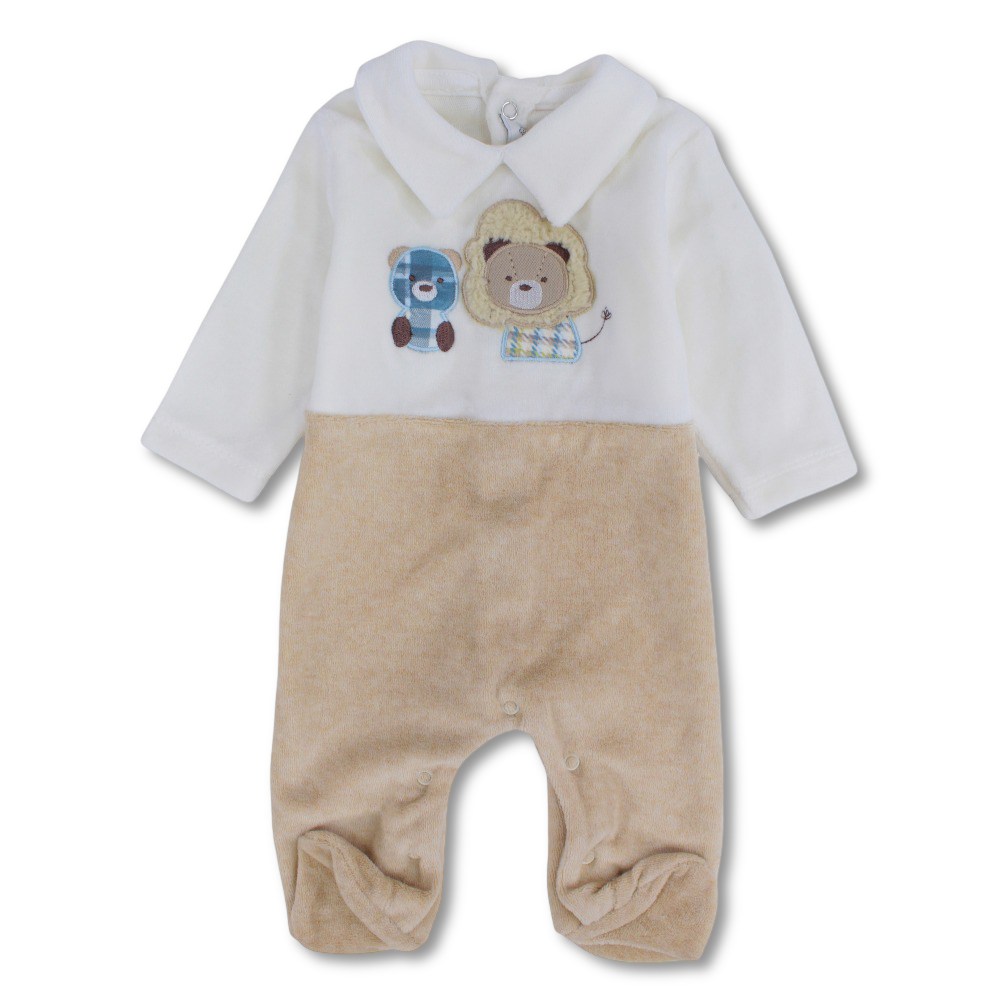 Baby Boys Velvet Baby Footie - Lion and Bear Design