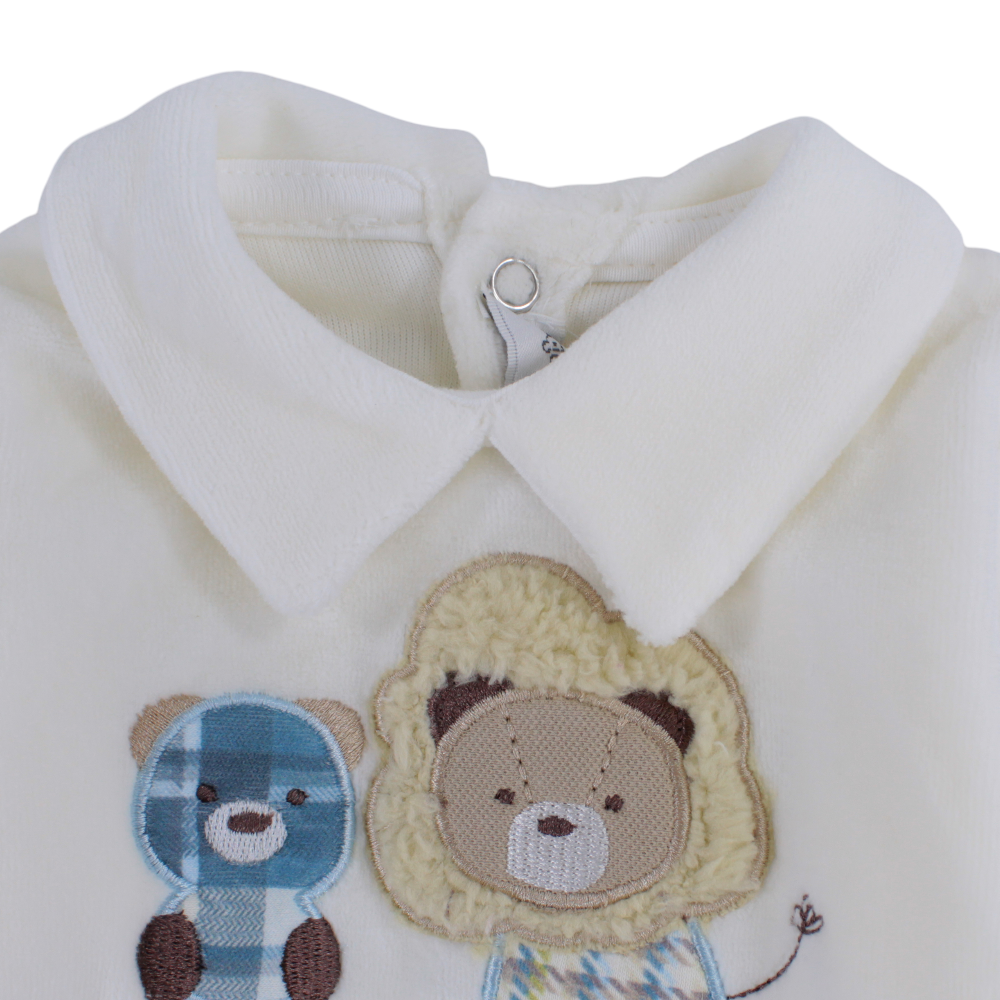 Baby Boys Velvet Baby Footie - Lion and Bear Design