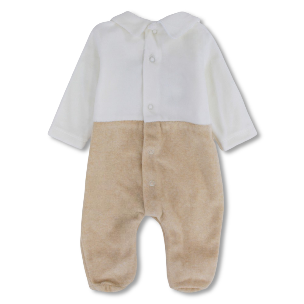 Baby Boys Velvet Baby Footie - Lion and Bear Design