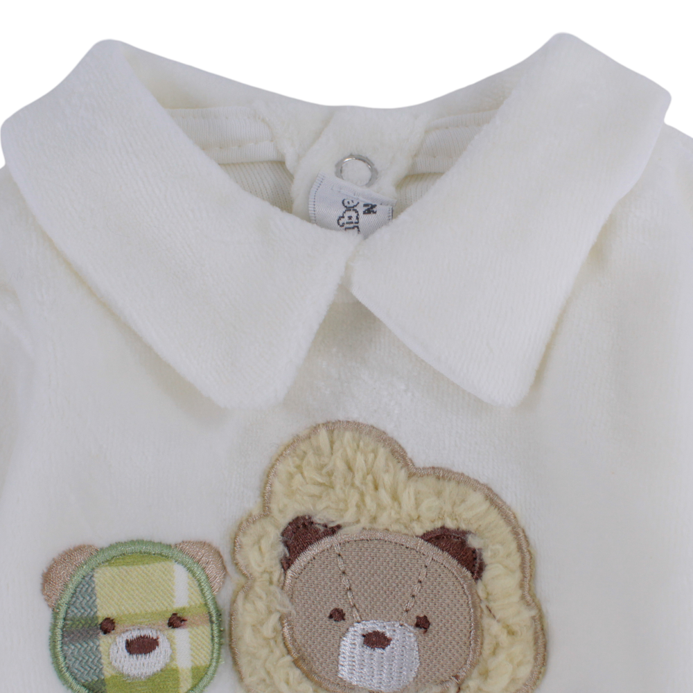 Baby Boys Velvet Baby Footie - Lion and Bear Design