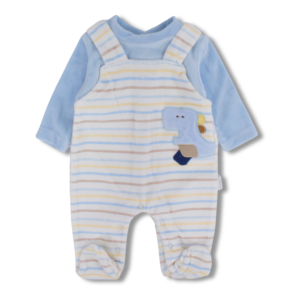 Baby Boys Velvet Baby Footie - Dinosaur Design
