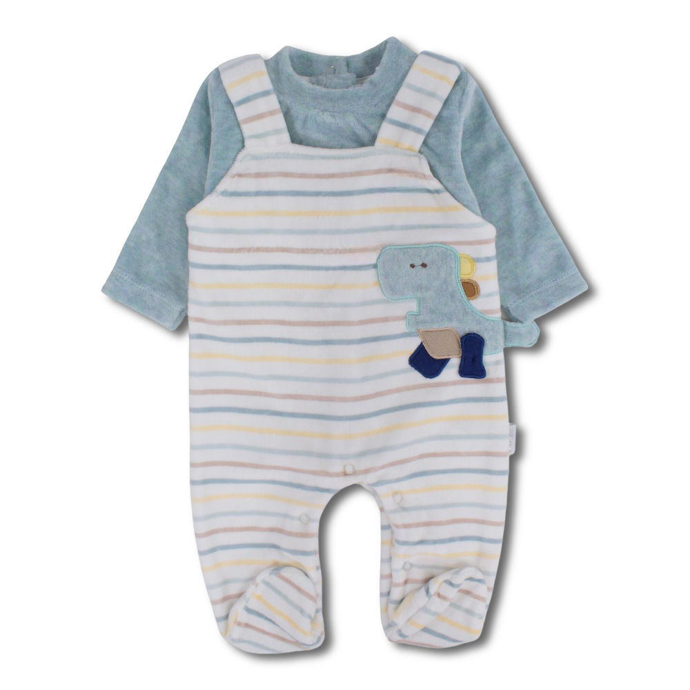 Baby Boys Velvet Baby Footie - Dinosaur Design