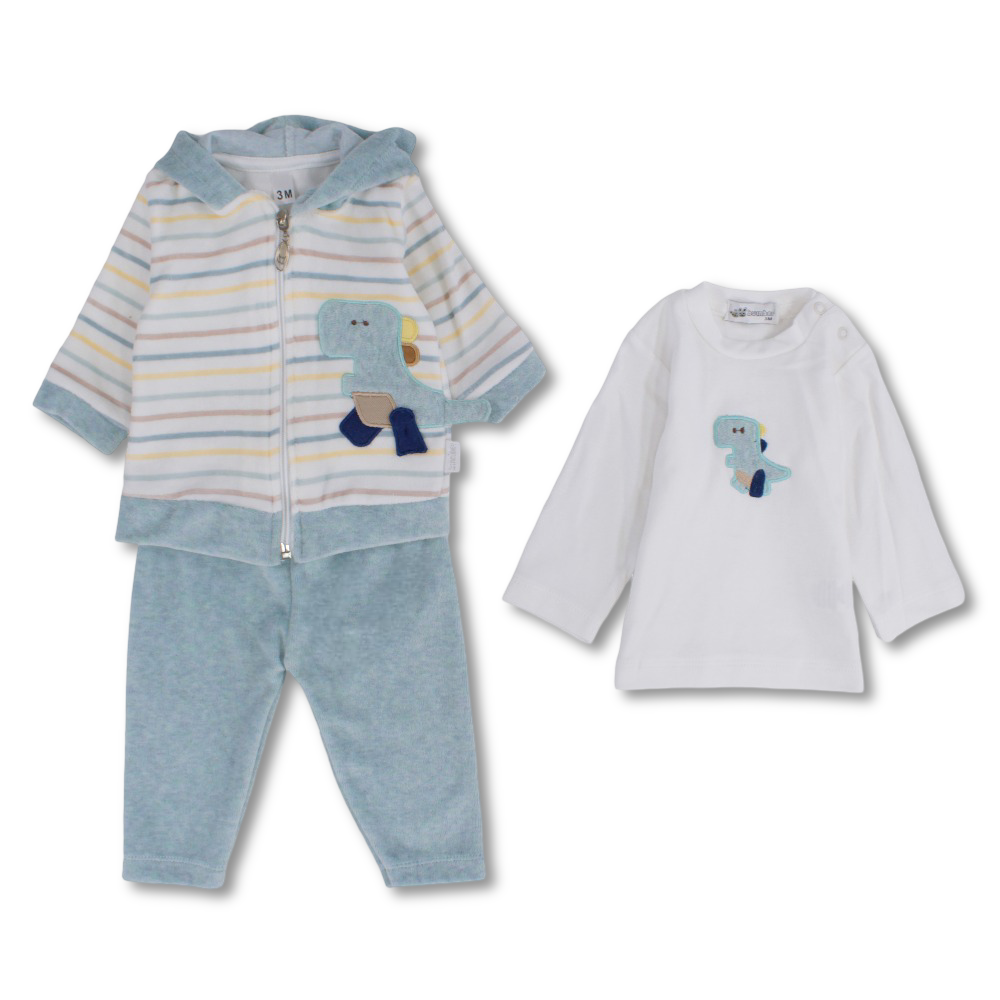 Baby Boys Velvet Pajama Set - Dinosaur Design