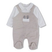 Baby Boys Velvet Baby Footie with Chest Pocket Detail