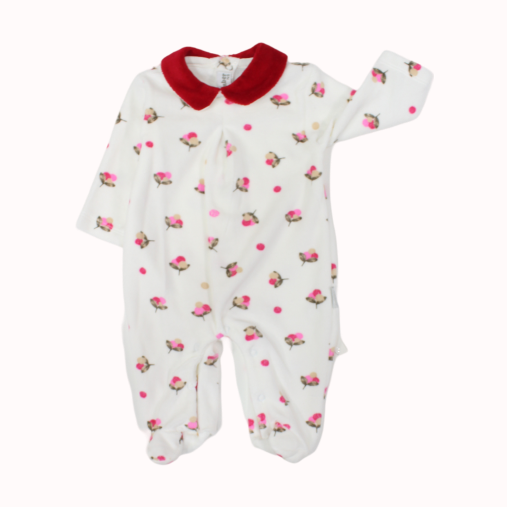 Cute Flowers Long-Sleeved Baby Footie