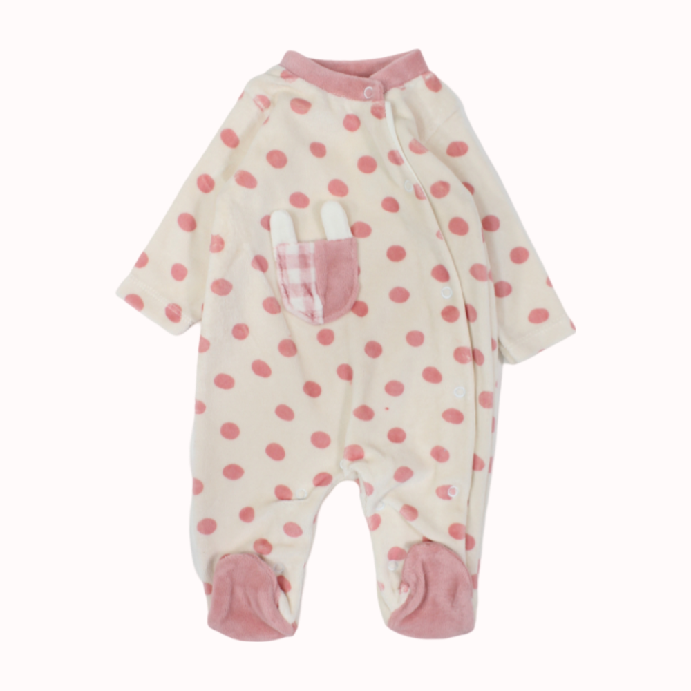 Polka Dots Long-Sleeved Baby Footie