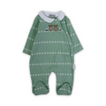 Baby Girls Cotton Baby Footie – Teddy Bear Embroidery