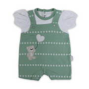 Baby Girls Cotton Romper – Teddy Bear Embroidery