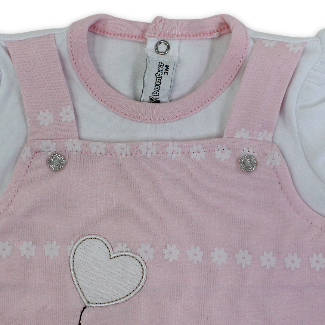 Baby Girls Cotton Romper – Teddy Bear Embroidery