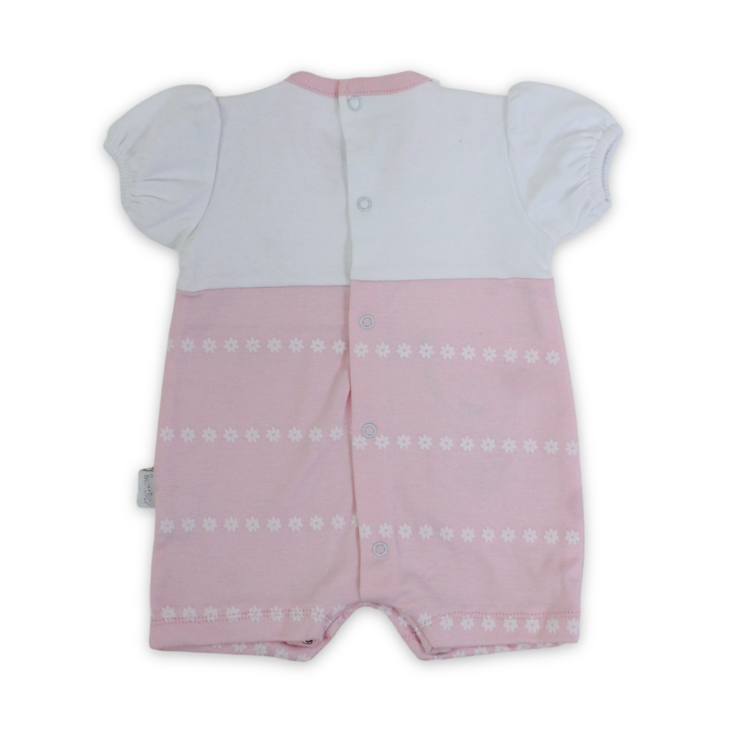 Baby Girls Cotton Romper – Teddy Bear Embroidery