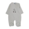 Baby Boys Cotton Baby Footie – Teddy Bear on Motorcycle Embroidery