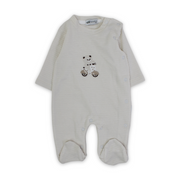 Baby Boys Cotton Baby Footie – Teddy Bear on Motorcycle Embroidery