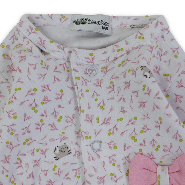 Baby Girls Cotton Baby Footie – with Bow Design