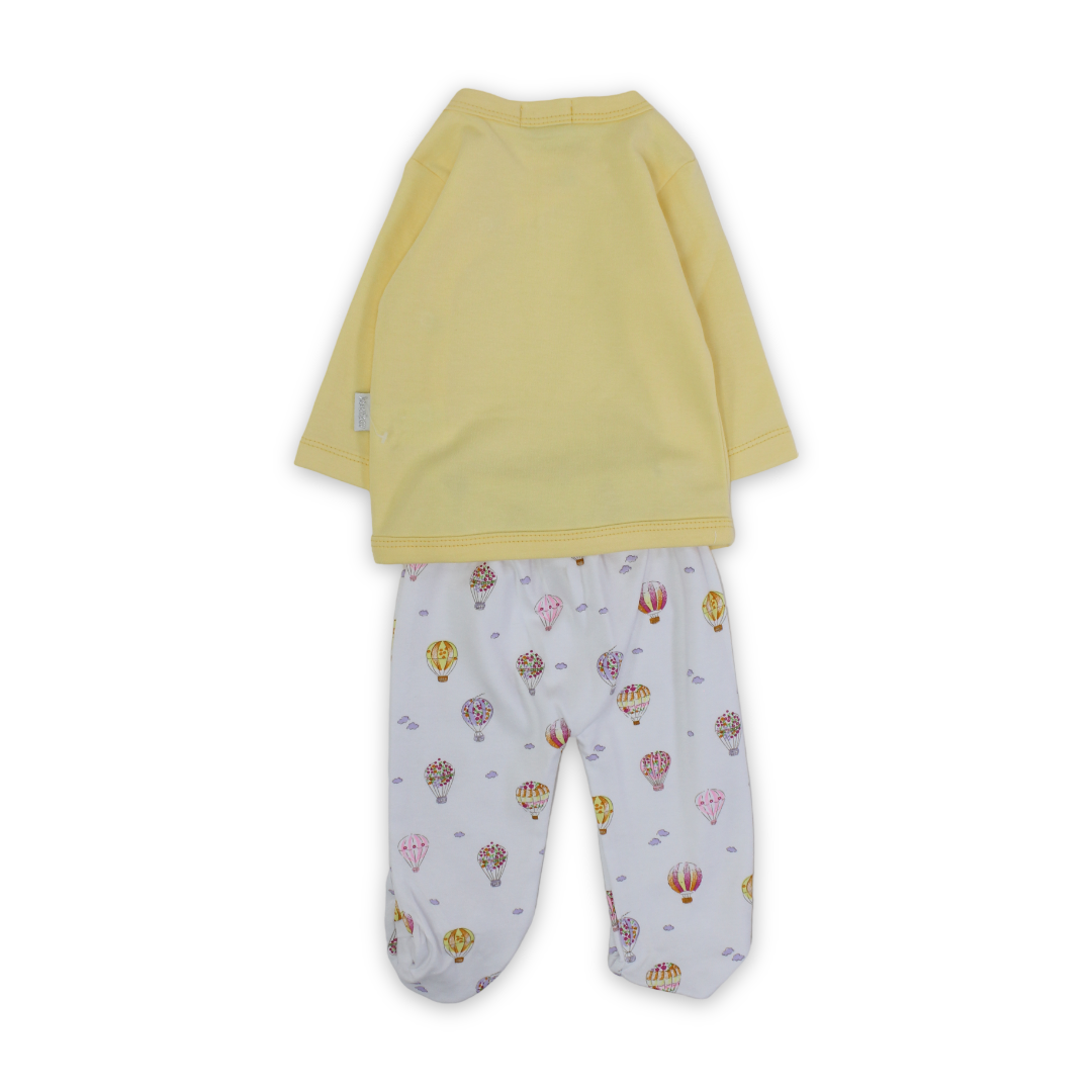 Unisex Baby Cotton Pajama – Clouds and Balloons Print