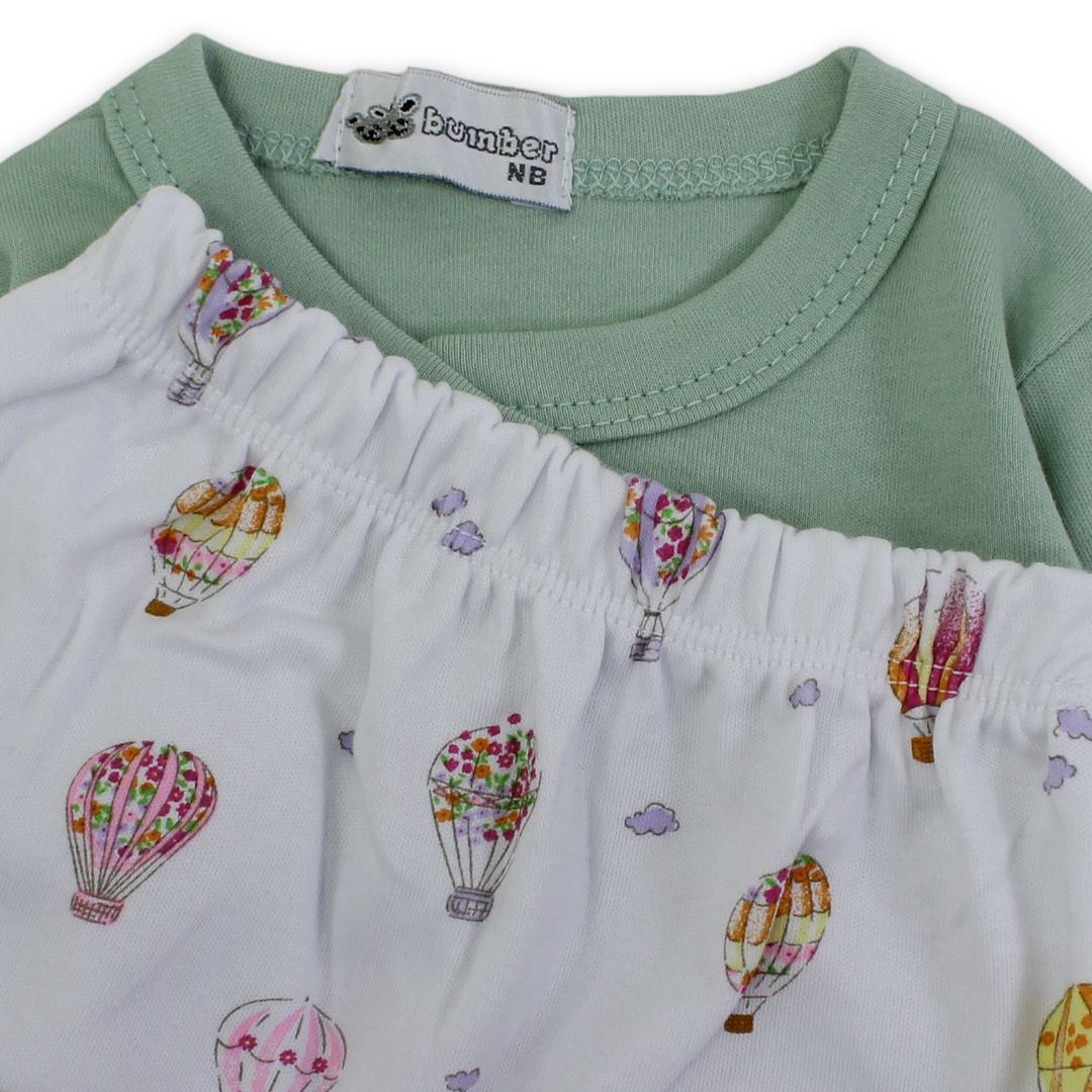 Unisex Baby Cotton Pajama – Clouds and Balloons Print