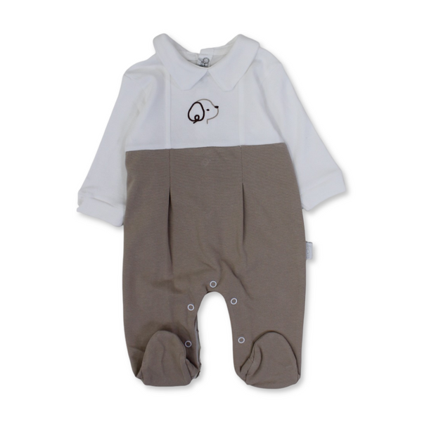 Baby Boys Cotton Baby Footie – with Puppy Print