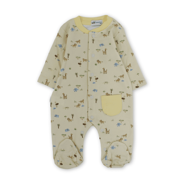 Baby Boys Cotton Baby Footie Onesie – Animals Print