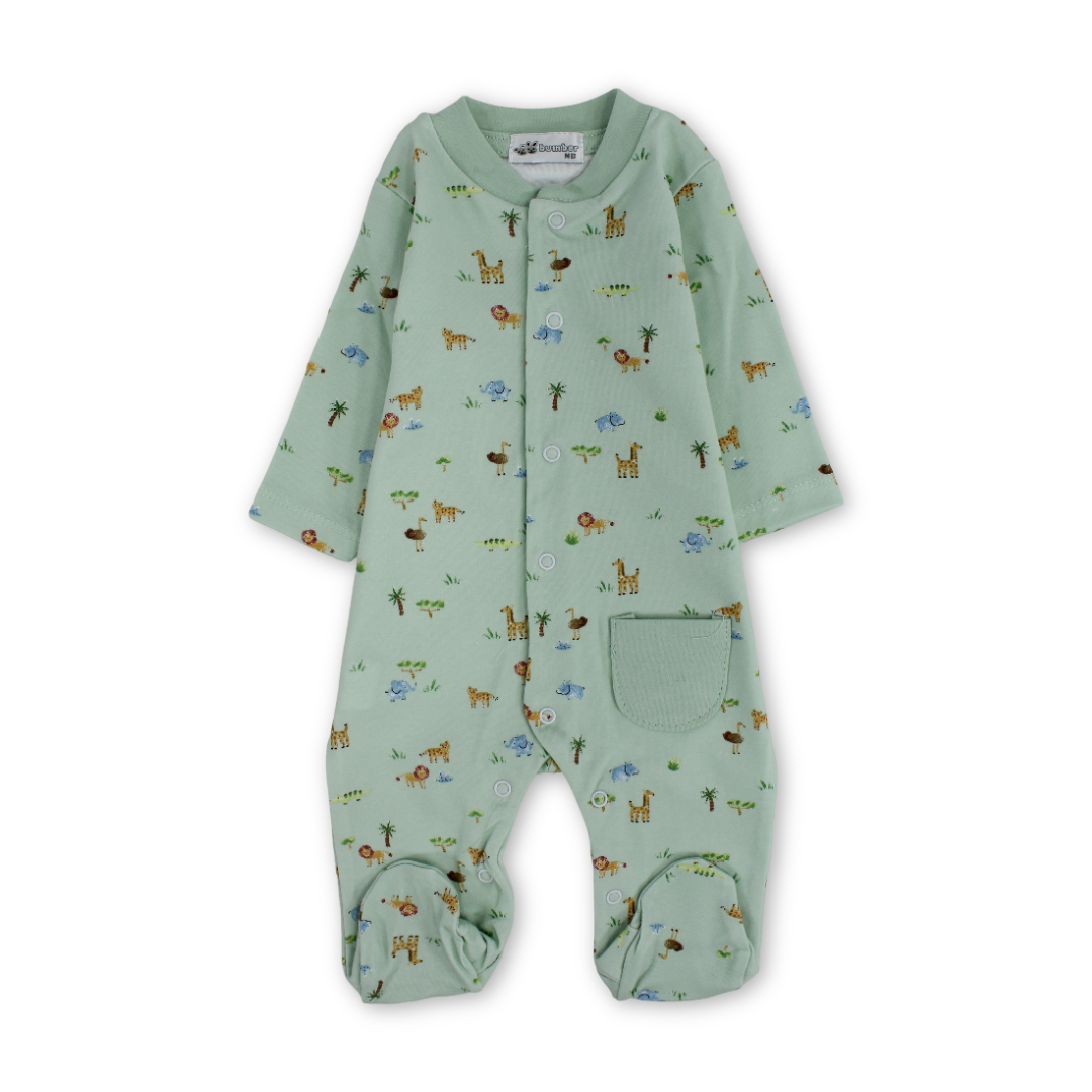 Baby Boys Cotton Baby Footie Onesie – Animals Print - Clothing - Bumber