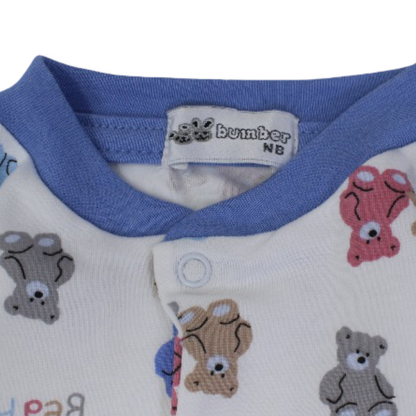 Baby Boys Cotton Baby Footie with – Teddy Bear Print