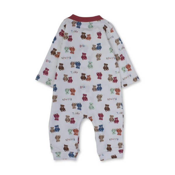 Baby Boys Cotton Baby Footie with – Teddy Bear Print