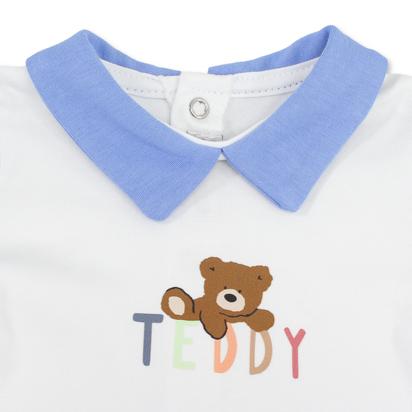 Baby Boys Cotton Romper – Teddy Bear Print