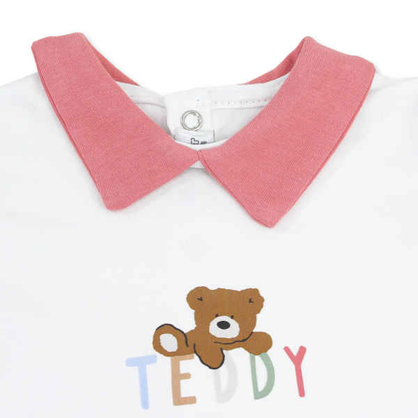 Baby Boys Cotton Romper – Teddy Bear Print