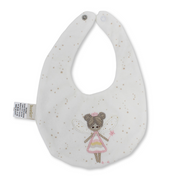 Velvet Baby Bib – Off-White with Ballerina Design