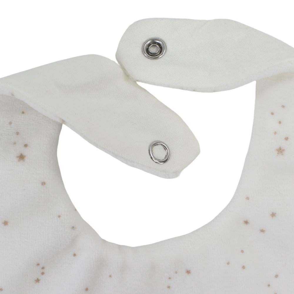 Velvet Baby Bib – Off-White with Ballerina Design