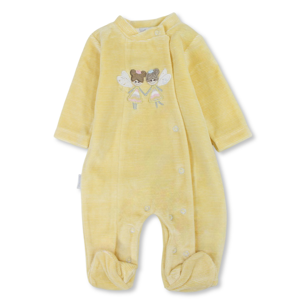 Baby Girls Velvet Baby Footie – Ballerina Design