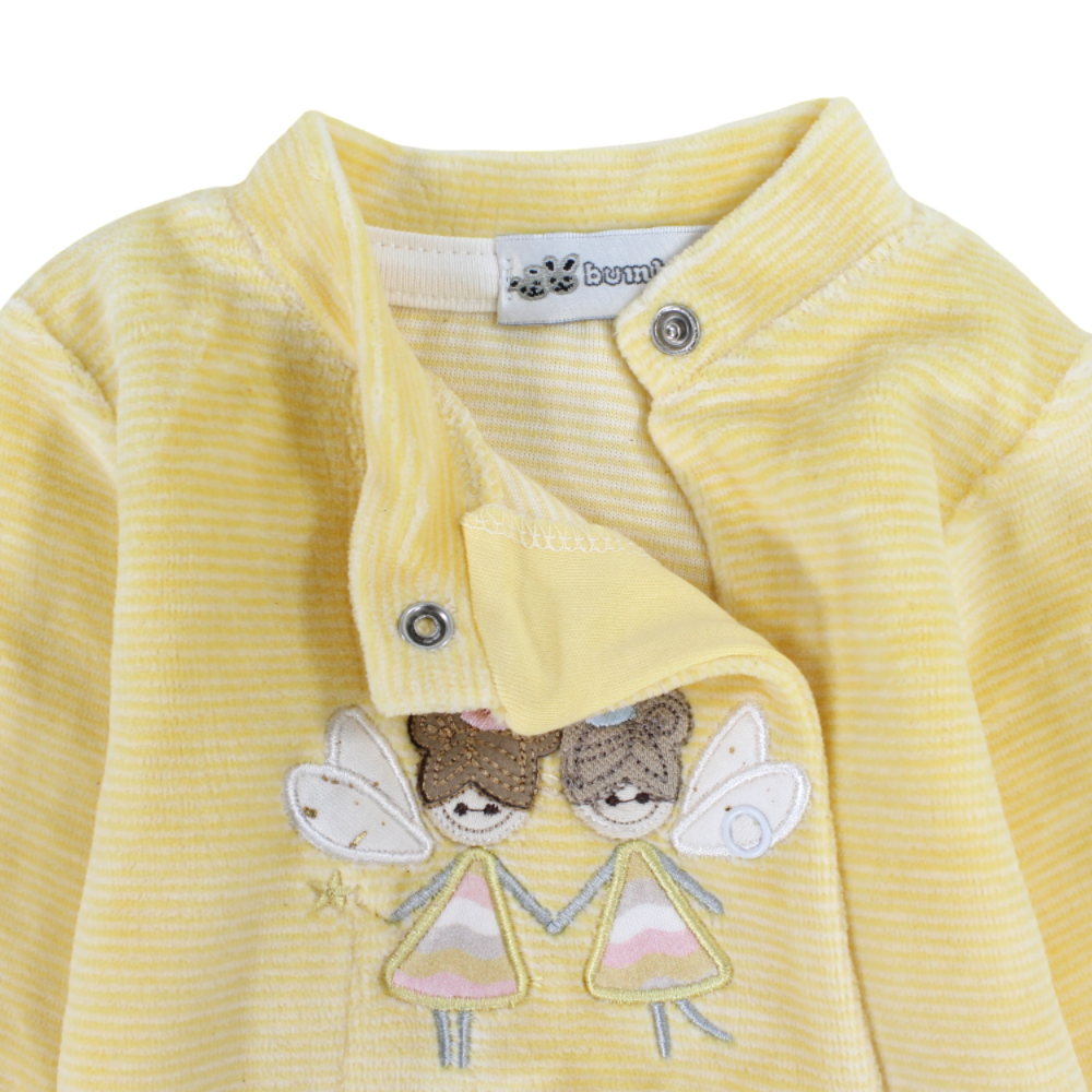 Baby Girls Velvet Baby Footie – Ballerina Design